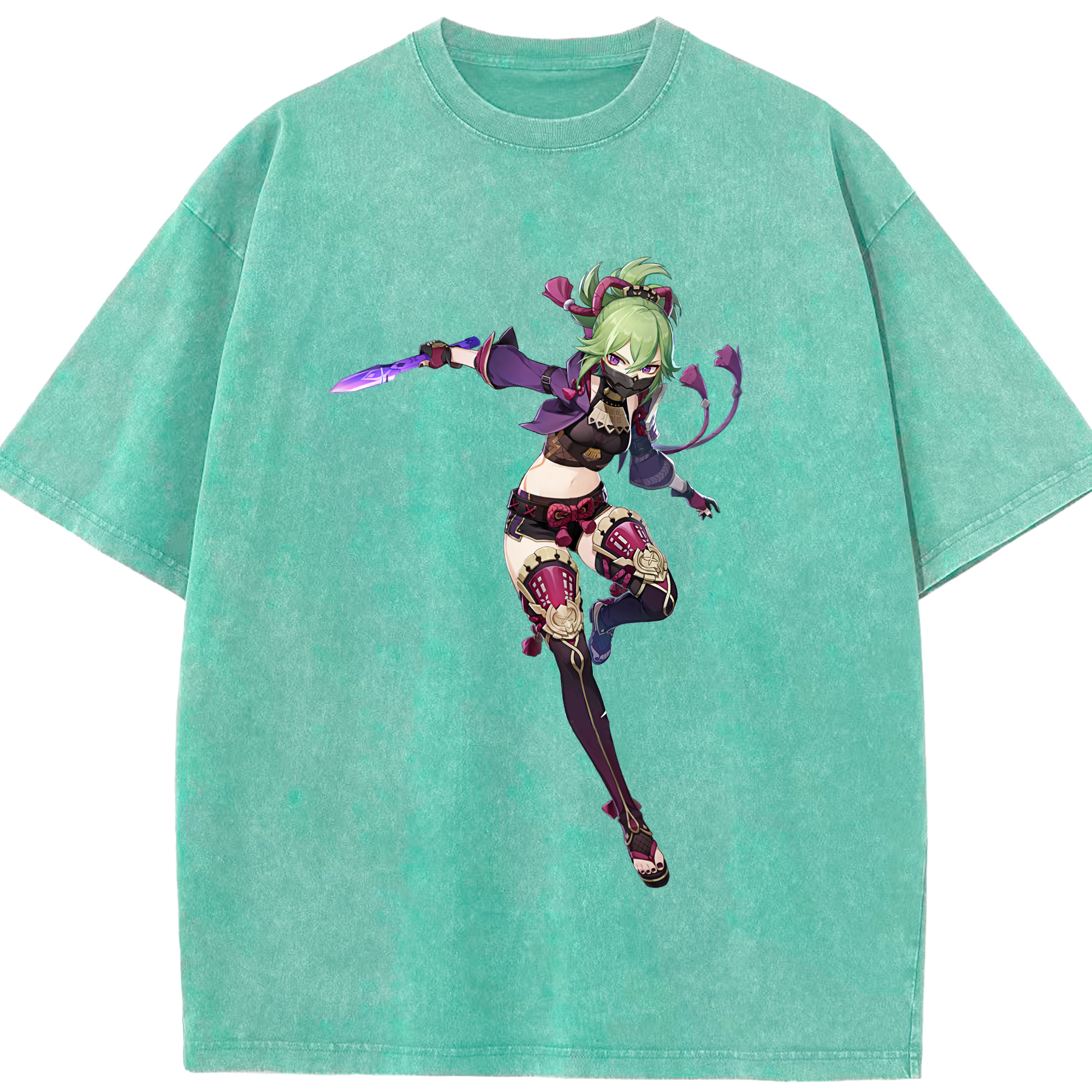 げんし神  久岐忍 くき しのぶ genshin Kuki Shinobu 綿100% ヴィンテージ風 半袖Tシャツ（フロントプリント）